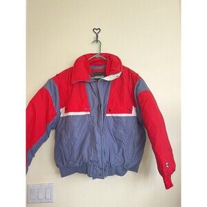Vtg 80s Inside Edge Red Grey Snow Ski Colorblock Down‎ Jacket Coat Men’s XL